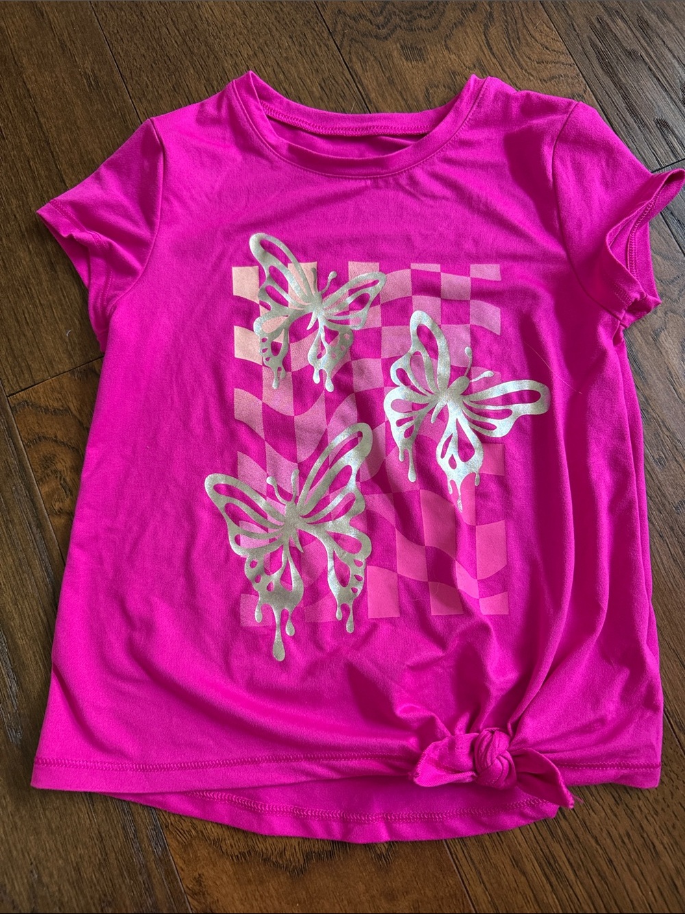 jumping beans Bright Pink Butterfly Graphic Knot-Hem Tee
